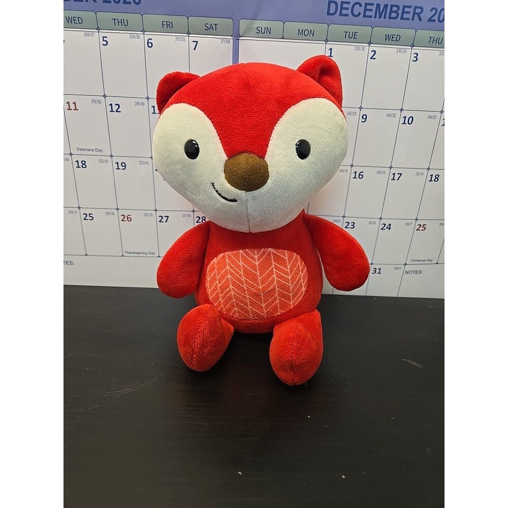 Skip Hop Red Fox Zoo Plush  Chevron Tummy Brown Nose Hard Eyes 2019 Stuffed 10"